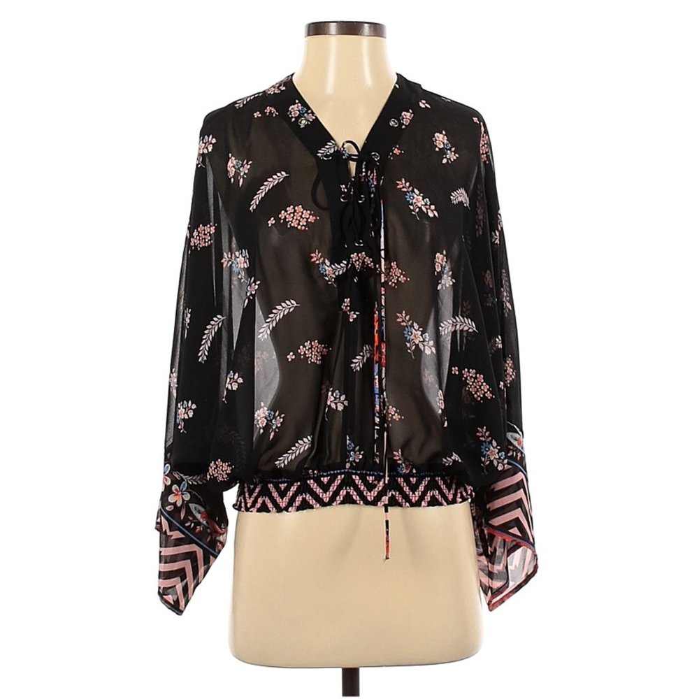 Express sheer blouse. Tie front